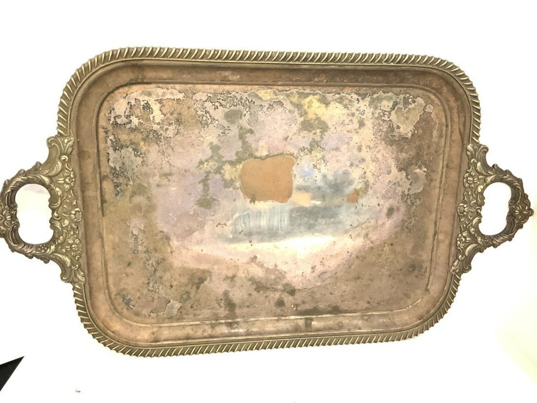 Silver Plated Over Copper English Serving Tray (1 of 5)