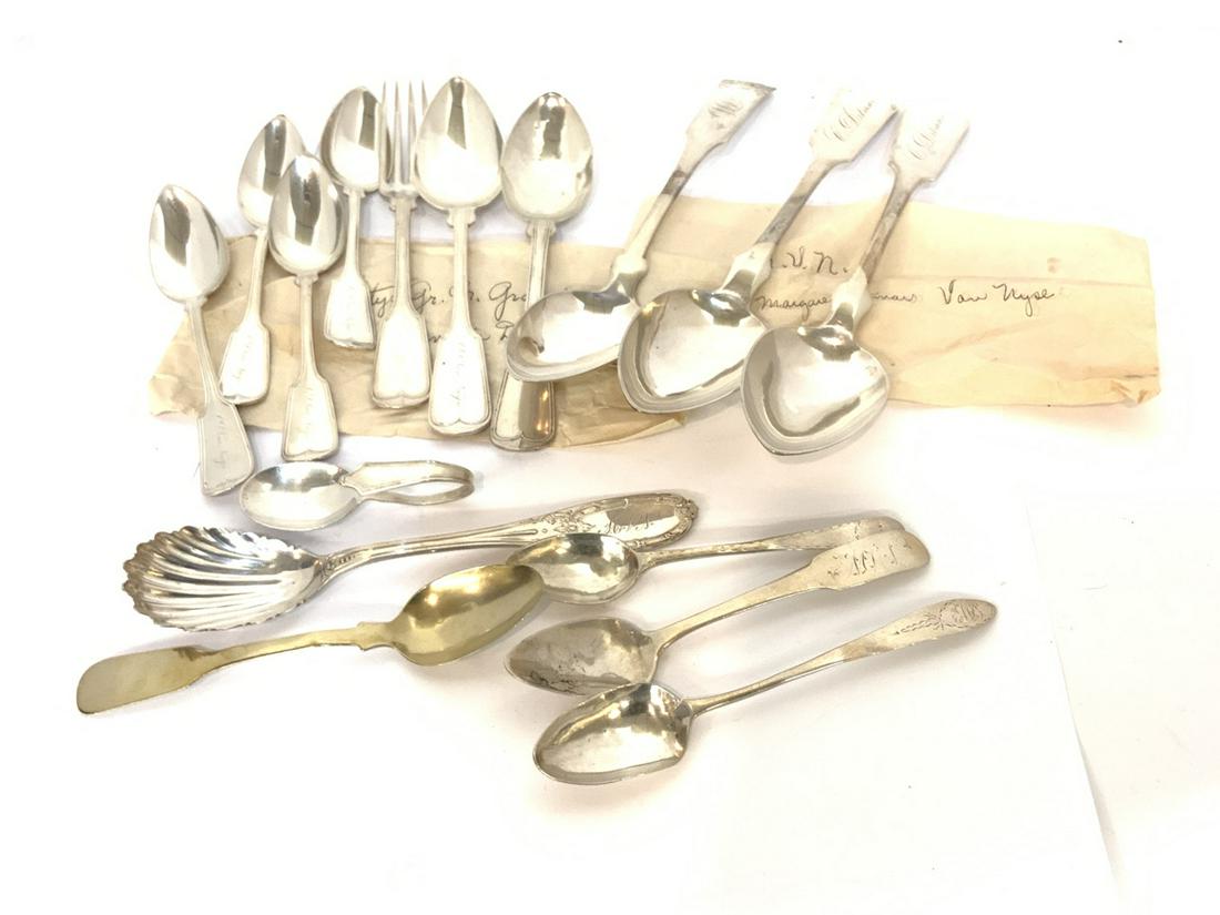 Brooklyn 19th c. American Coin Silver Group (1 of 7)