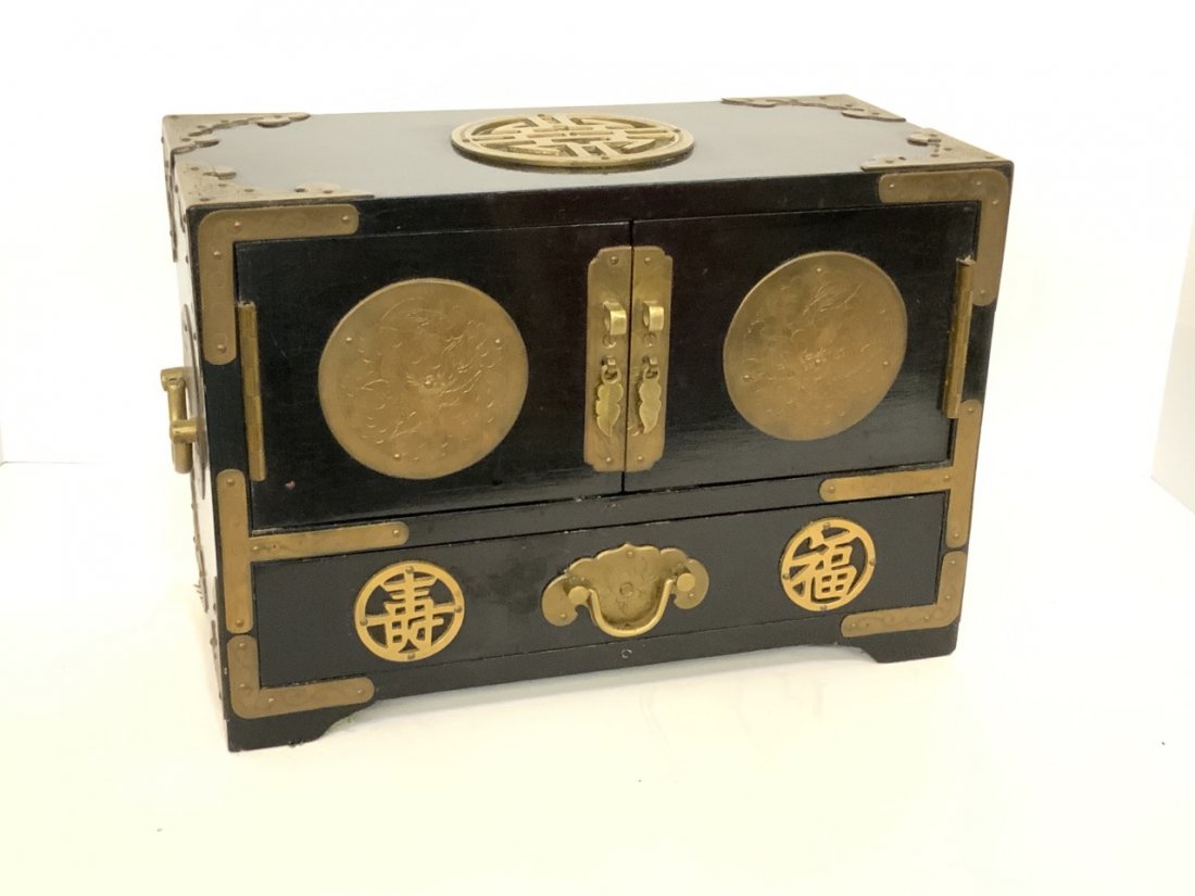 Fine Semi-Antique Chinese Ebonized Wood Jewelry Chest (1 of 5)