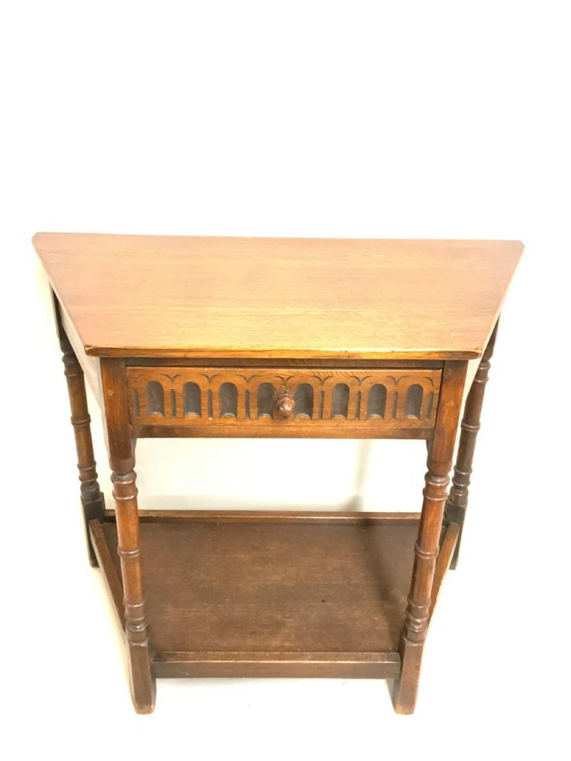 Antique English Oak Trapizoid Side Table (1 of 5)