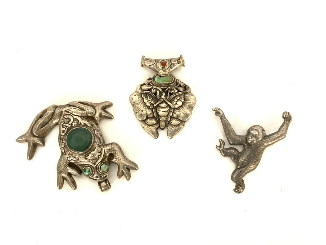 Three Nepal Sterling Silver Animal Pendants (1 of 4)