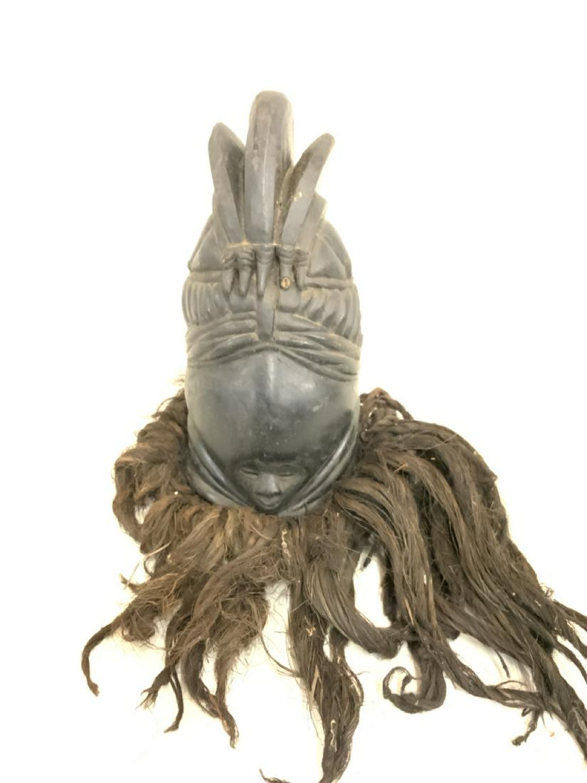 African Wood "Shrunken Head" Mask w/ Hair (1 of 5)