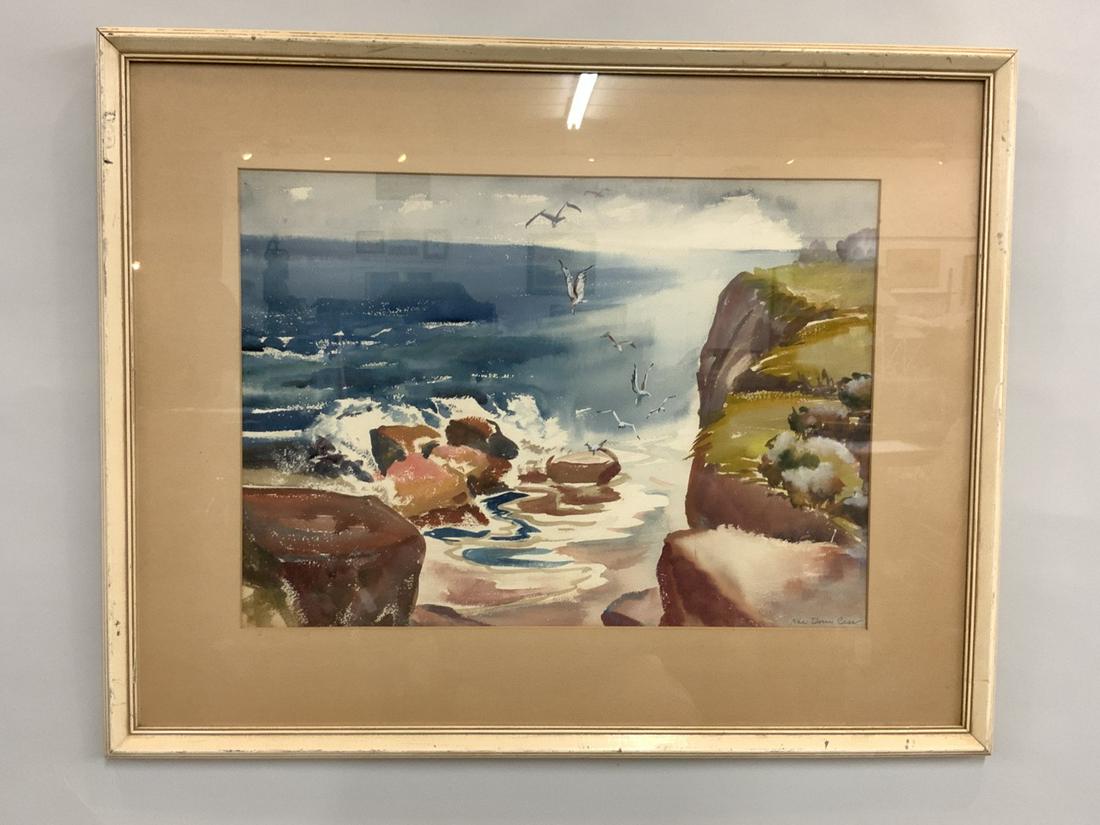 Kae Dorn Cass w/c Seascape/Coastal Painting (1 of 3)