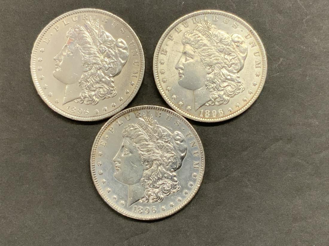 Three (3) 1896 U.S. Morgan Silver Dollars (1 of 3)