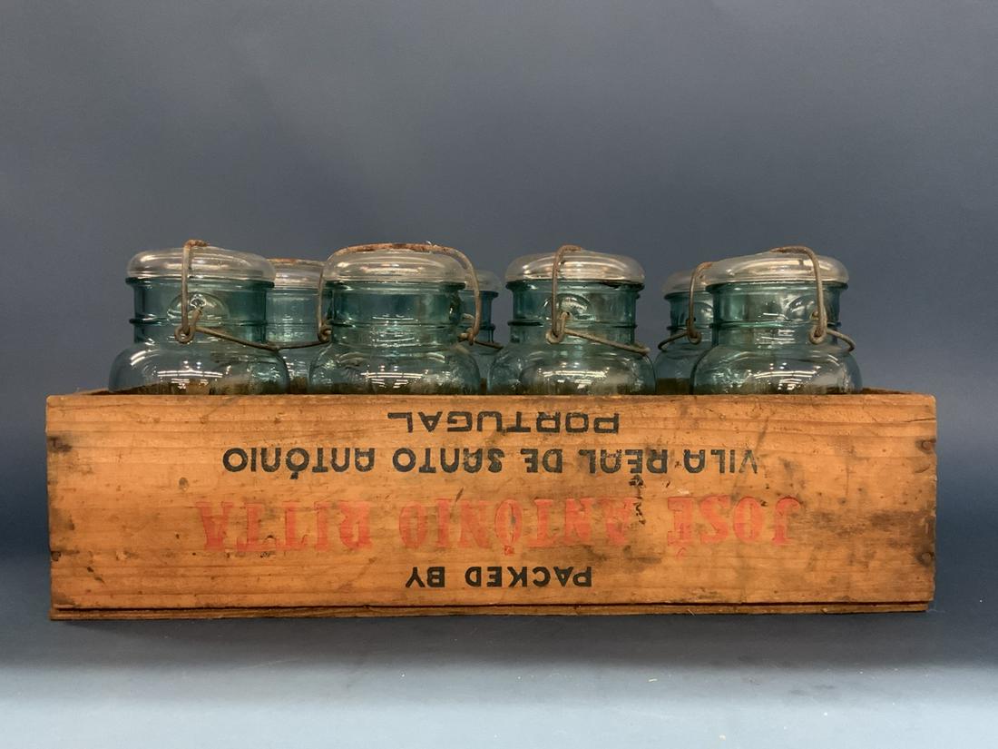 Eight (8) Old Mason Canning Jars w/ Crate (1 of 4)