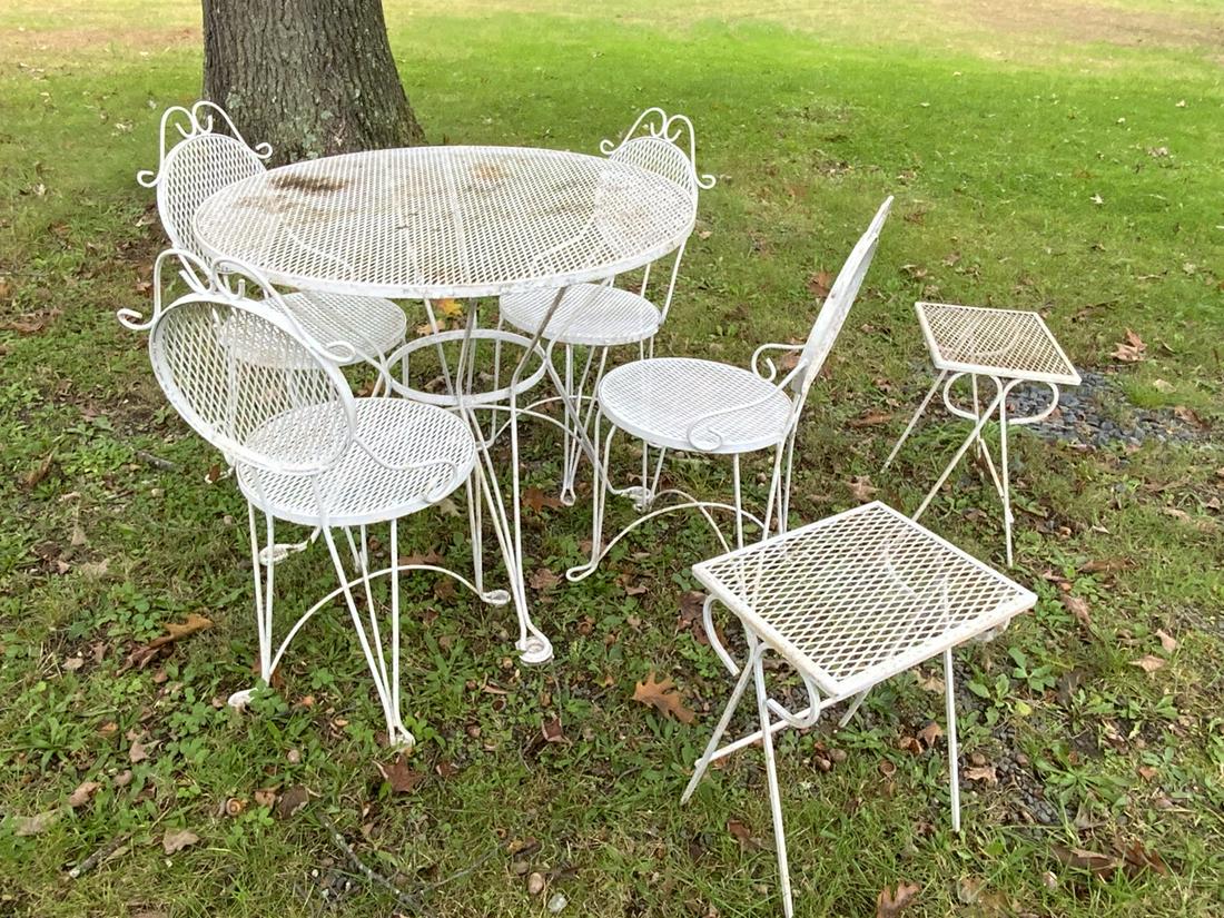 Outdoor Wrought Iron And Mesh Table And Chairs Set (1 of 2)