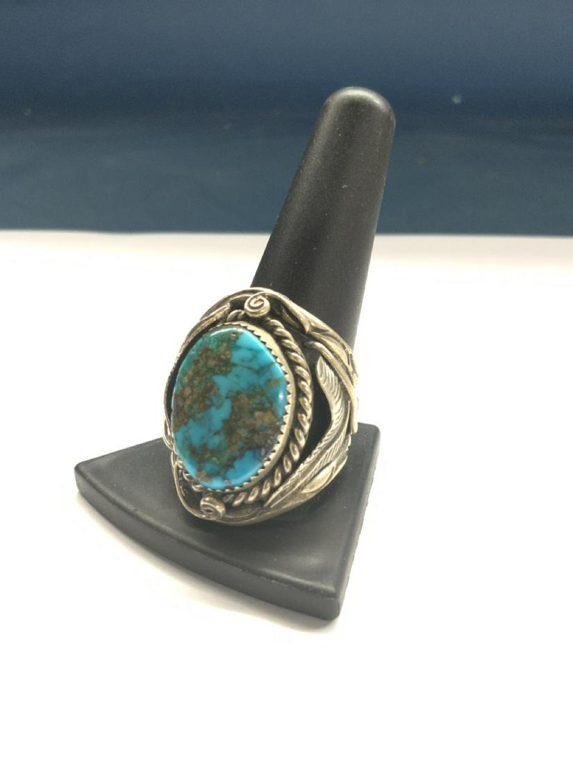 American Indian Large Turquoise Sterling Silver Ring (1 of 4)