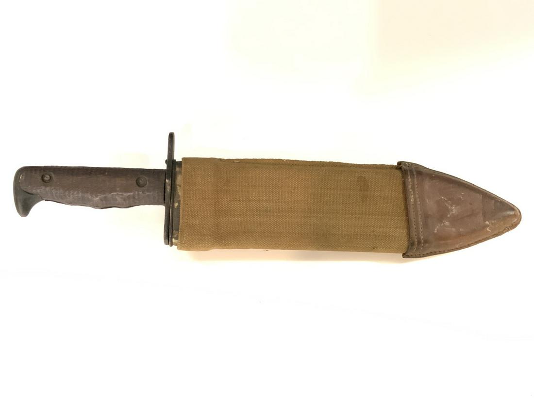 WW1 Plumb Bolo Knife w/ Scabbard: 1918 St. Louis U.S. Mod 1917 G.T. WWI Plumb Bolo Knife w/ Scabbard.