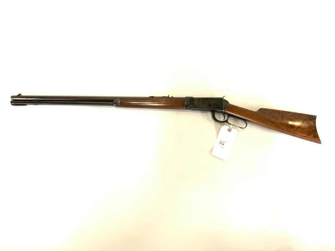 Winchester Lever Action Model 1894 25-35 W.C.F. Nickel: Winchester Lever Action Model 1894 25-35 W.C.F. Nickel Barrel Rifle Serial #: 750918 Stock Material: Walnut with Satin Finish Action: Lever Action Magazine Type: Internal Tube Magazine Manufactured: 1