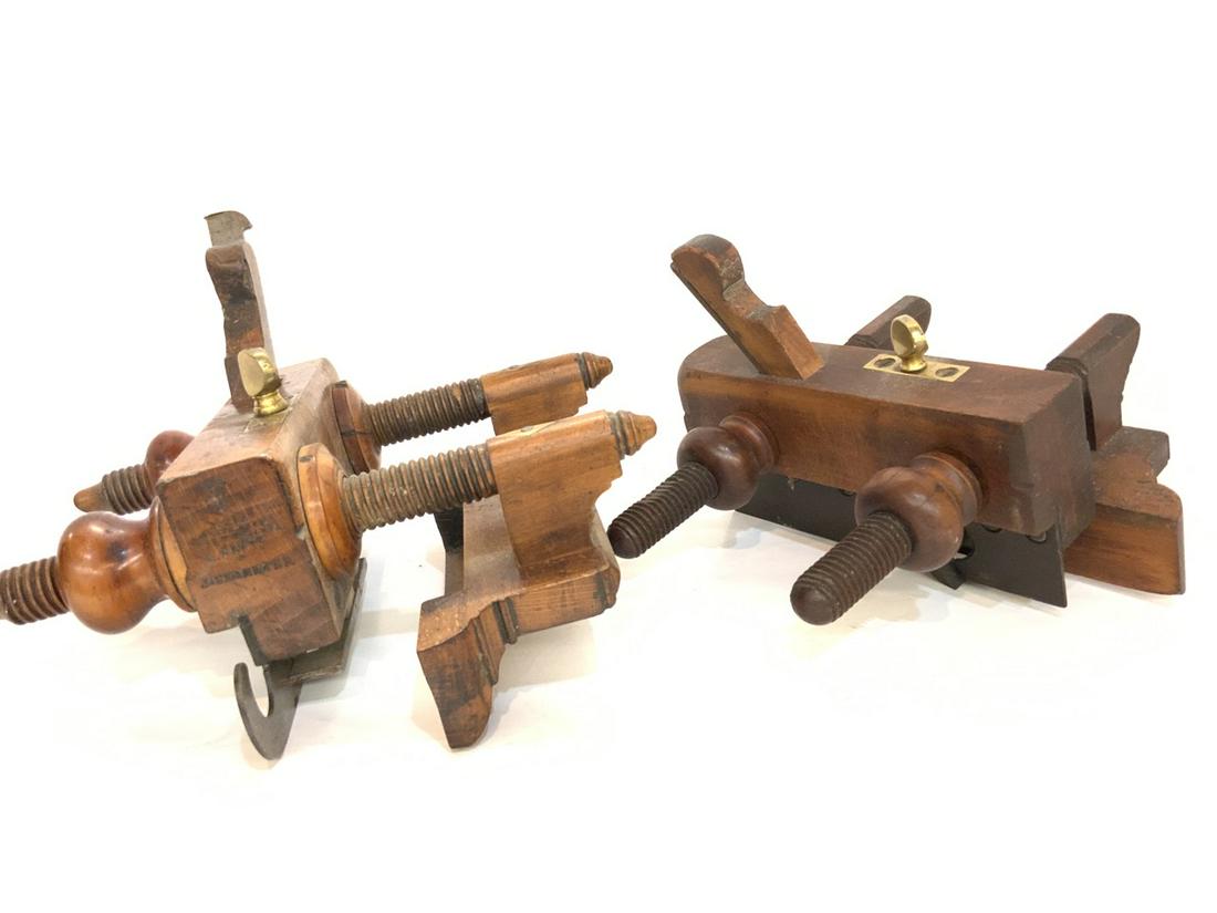 Two Antique Wood Planes: Antique wood plane tools. Signed Yarville & Son's Batte and Jaebatter.. Dimensions:
