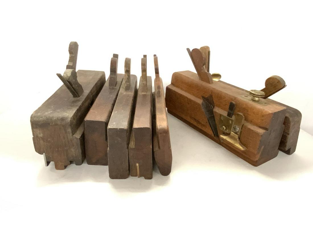 Lot of 7 Antique Wood Planes: Lot of seven (7) antique wood planes. C.A. Brown Marten Doscher Chapin-Stephens J.P. Dean A. Howland & Co.