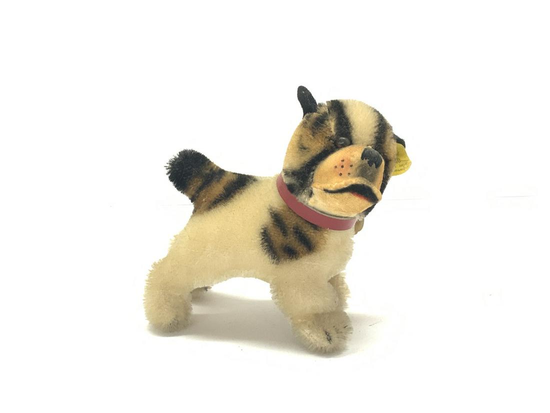 Steiff “Bully” Bull Dog: A Steiff "Bully" bull dog mohair stuffed animal. Made in Germany. Dimensions: 4” x 2” x 4”