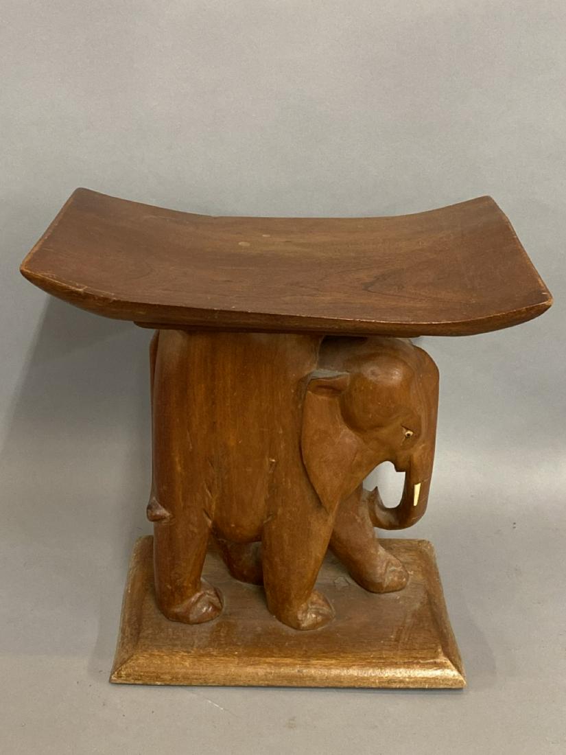Elephant Carved Wood Stool: Elephant Carved Wood Stool