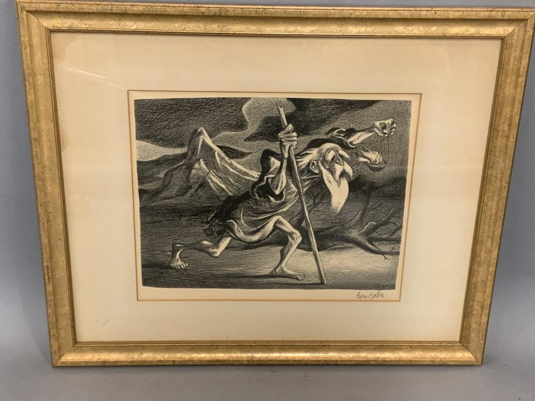 William Gropper "Diogenes", Signed: William Gropper "Diogenes" Dimensions: 11" X 13" and 18 1/2" X 22"