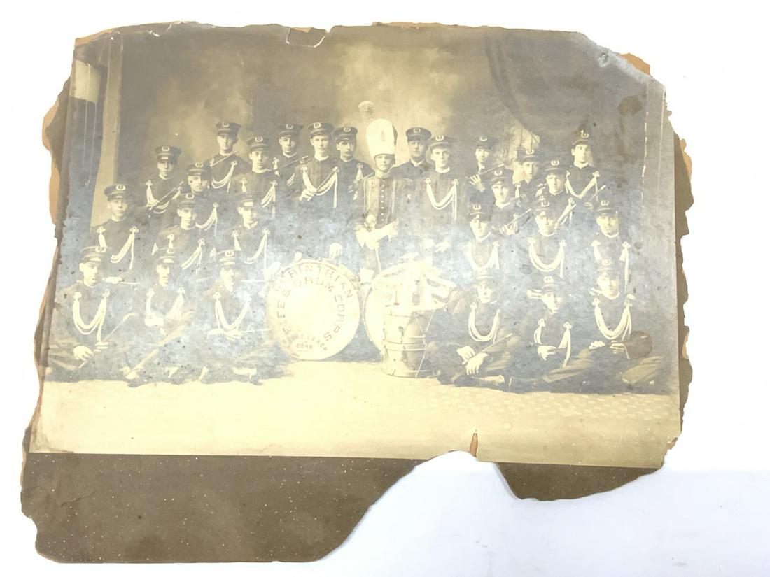 1910 Sound Beach, CT FIFE & DRUM Photograph: Original Corinthian Fife And Drum Corps Of Sound Beach, CT Black and White Photograph c. 1910Matte damaged. Dimensions: 11 3/4 X 14"
