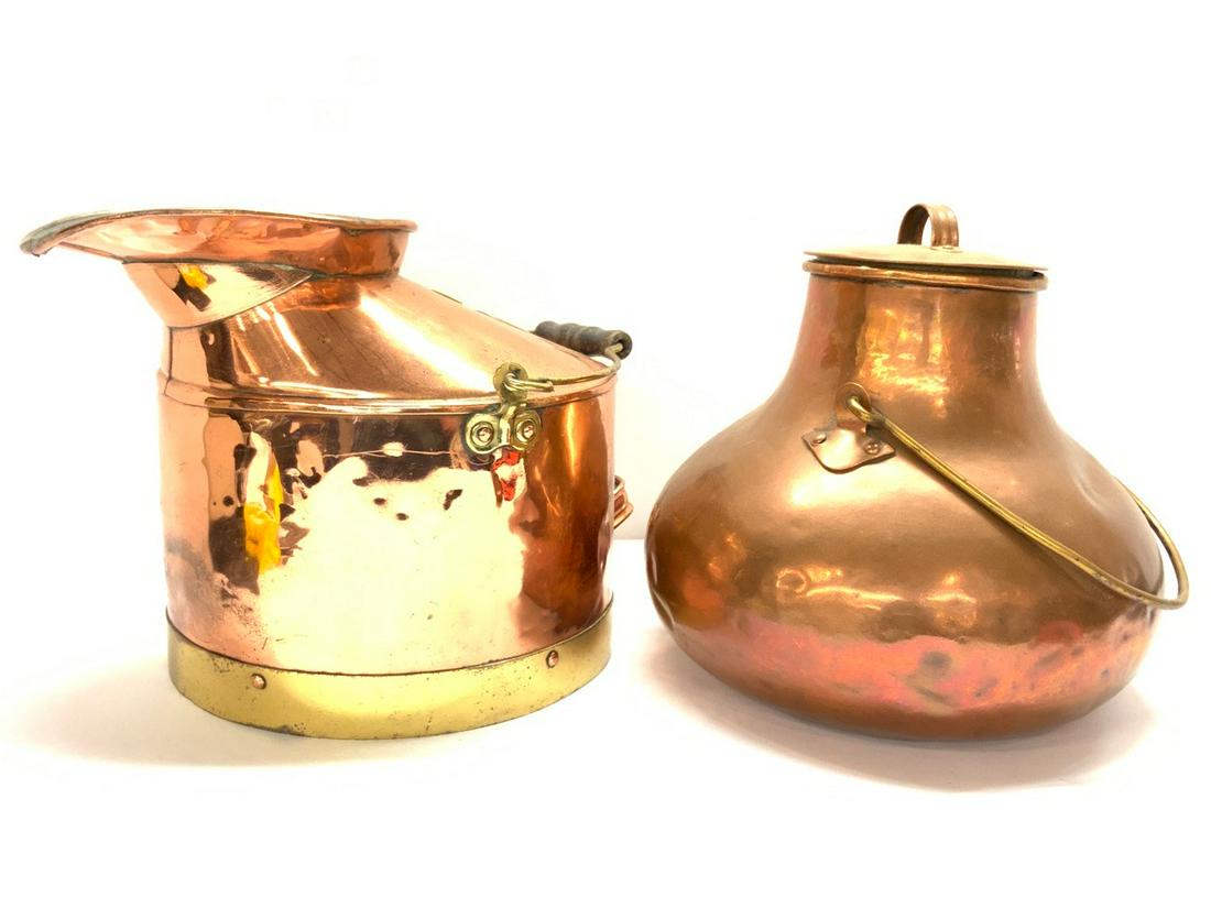 Lot of Two (2) 19th c. Copper Pails (1 of 4)