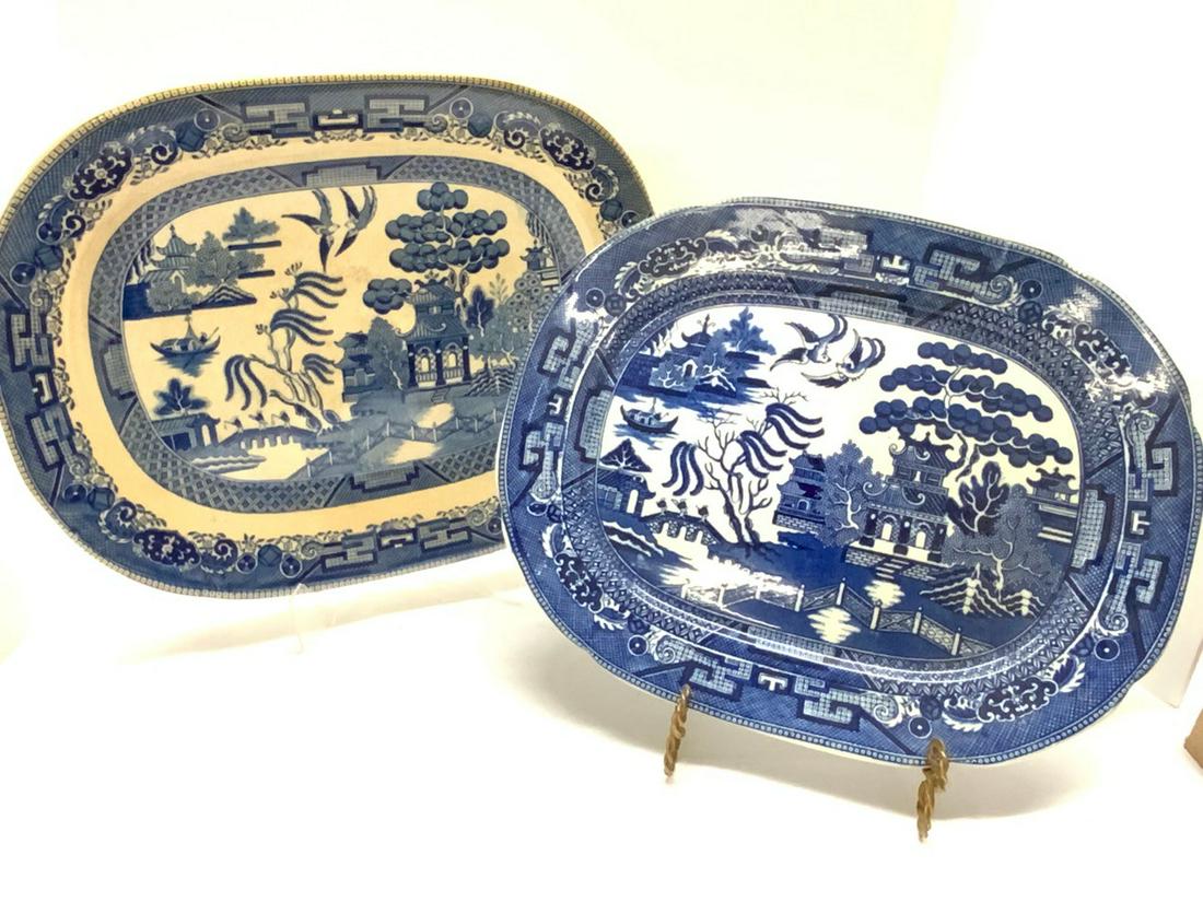 Two (2) English Blue Willow Platters (1 of 4)