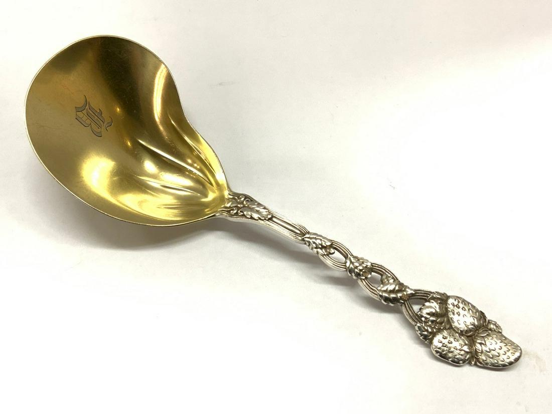 Tiffany & Co. Gold Wash Serving Spoon Strawberry Vine (1 of 5)
