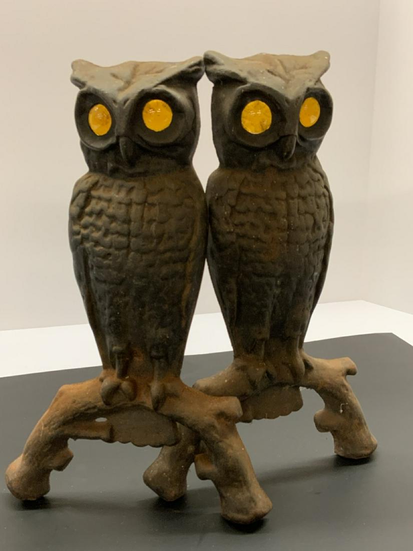 Antique Cast Iron Owl Andirons (1 of 4)