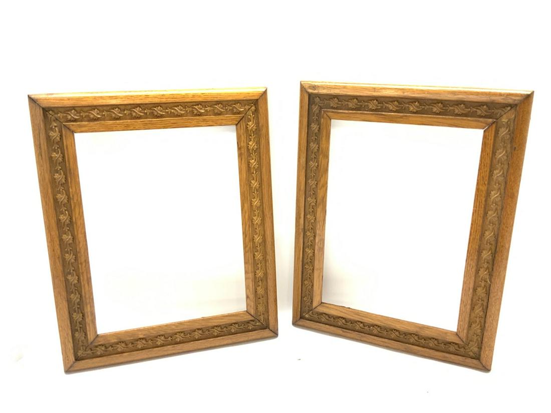 A Pair, Antique Carved Oak Frames (1 of 3)