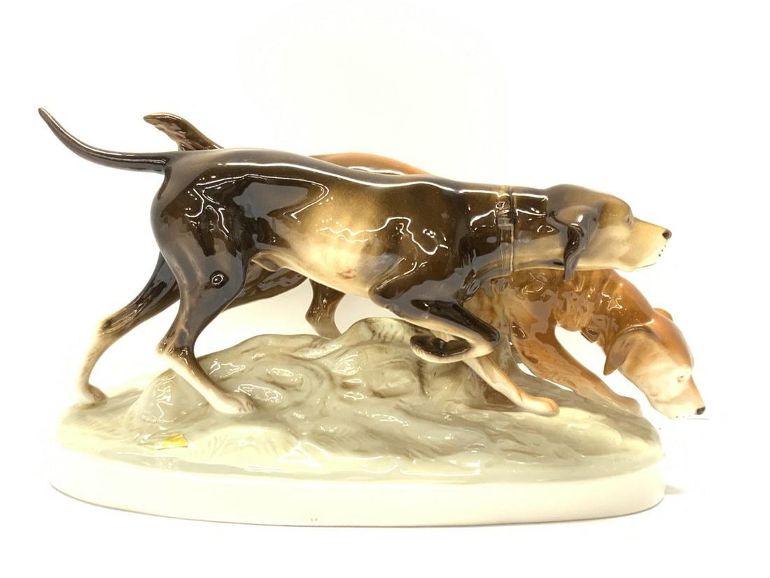 Royal Dux Porcelain Hunt Dog Grouping: Royal Dux Porcelain Hunt Dog Grouping Made in Austria Dimensions: 14 1/2” x 4 1/2” x 8”