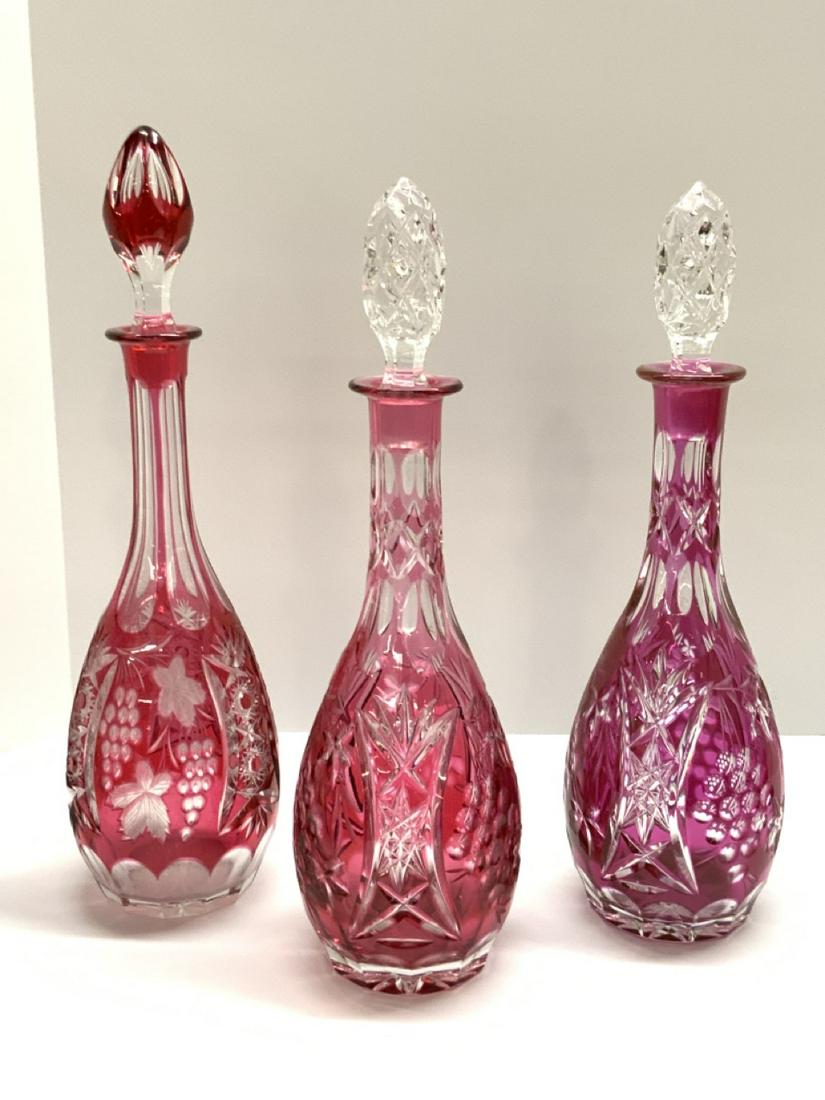 Three (3) Bohemian Cut Glass Decanters (1 of 6)