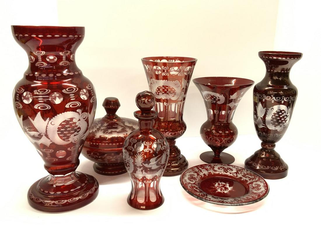 Five (5) Pc. Bohemian Cut To CLear Glass (1 of 11)