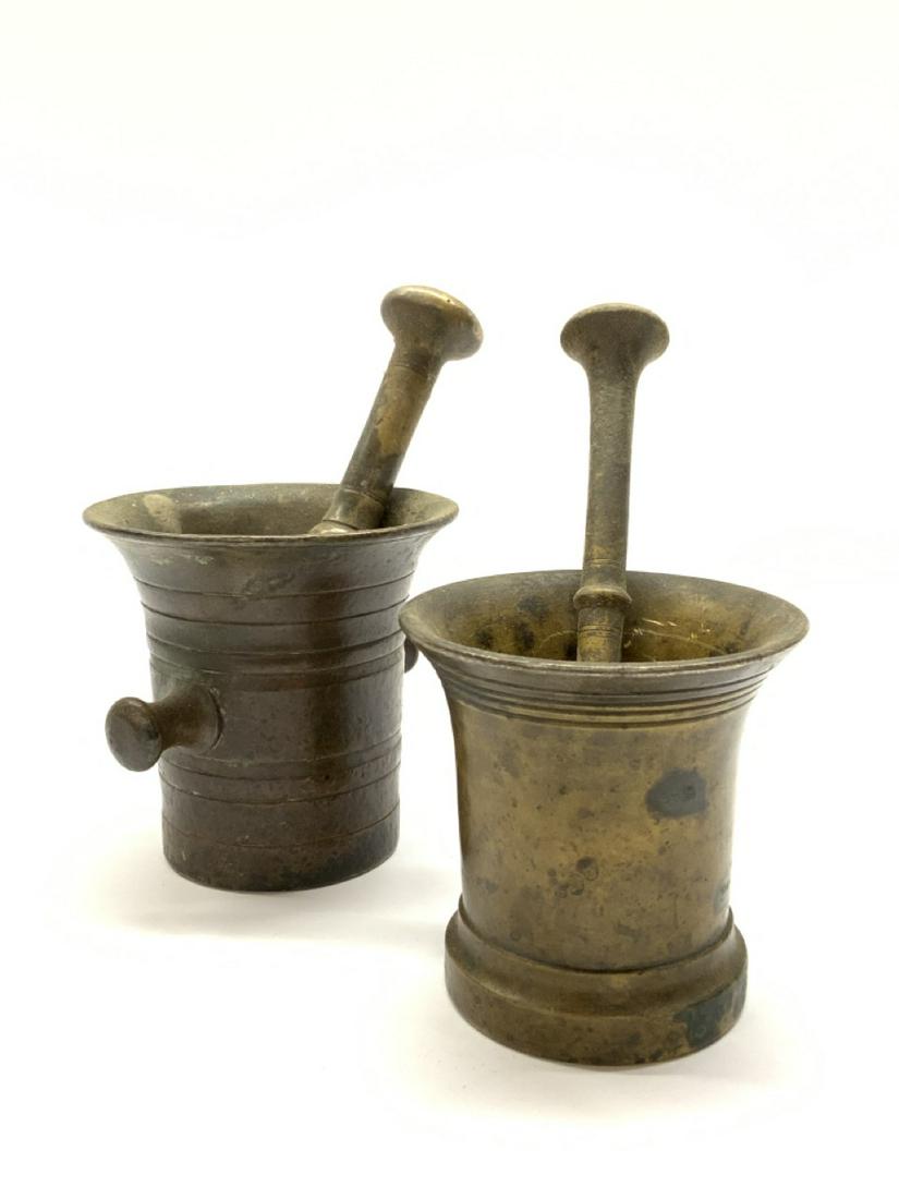 Two (2) Antique Brass Mortar and Pestals (1 of 4)