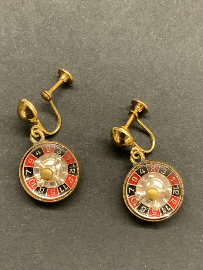 Vintage Austrian Roulette Wheel Screw Back Costume Earrings (1 of 3)