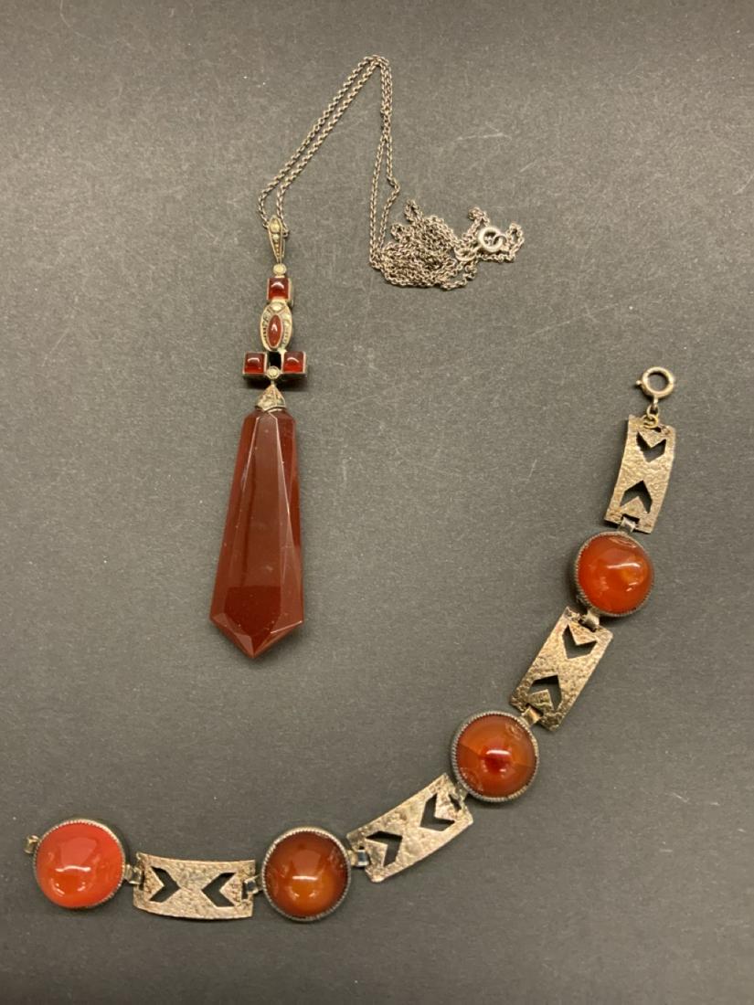 Art Deco Carnelian Sterling Silver Jewelry (1 of 4)