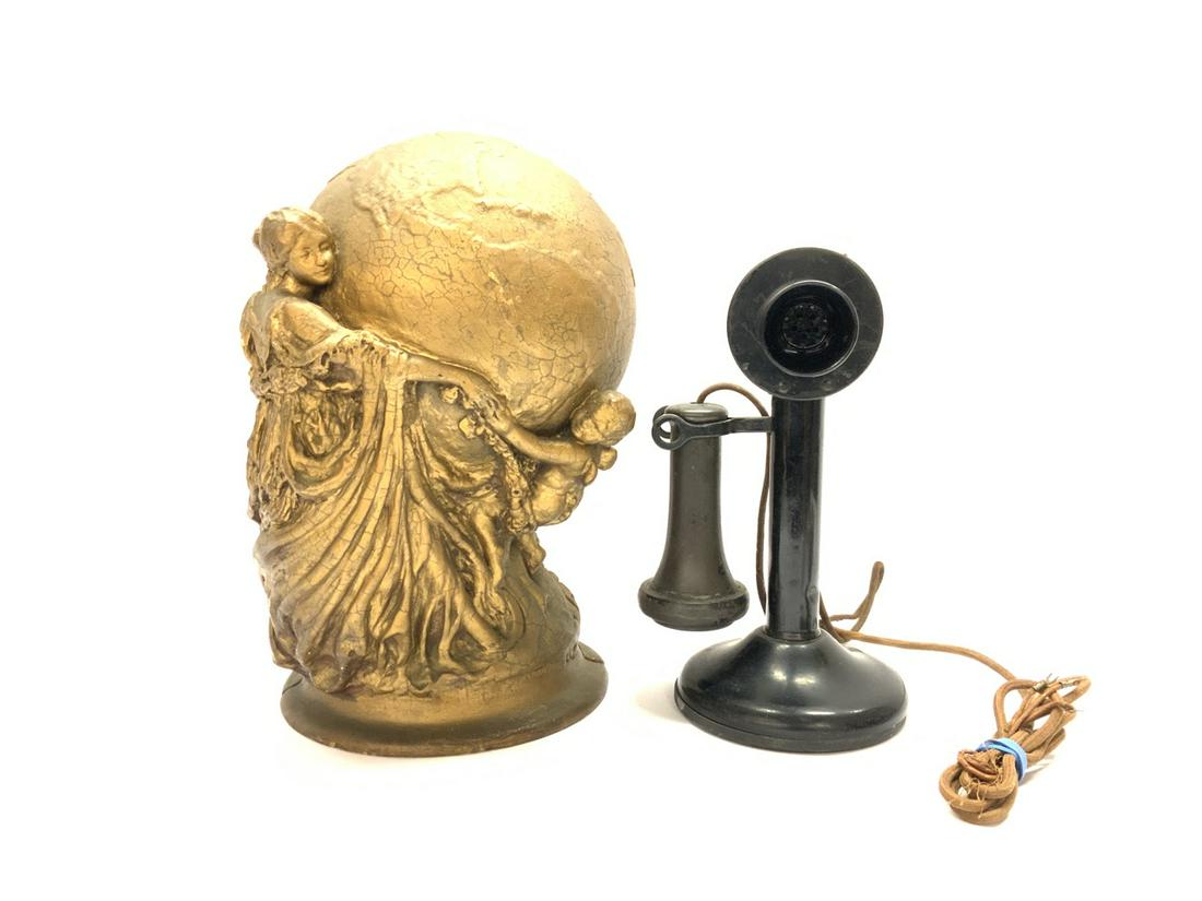 C. 1900 Rare Hide-A-Phone Art Nouveau Globe Cabinet (1 of 7)