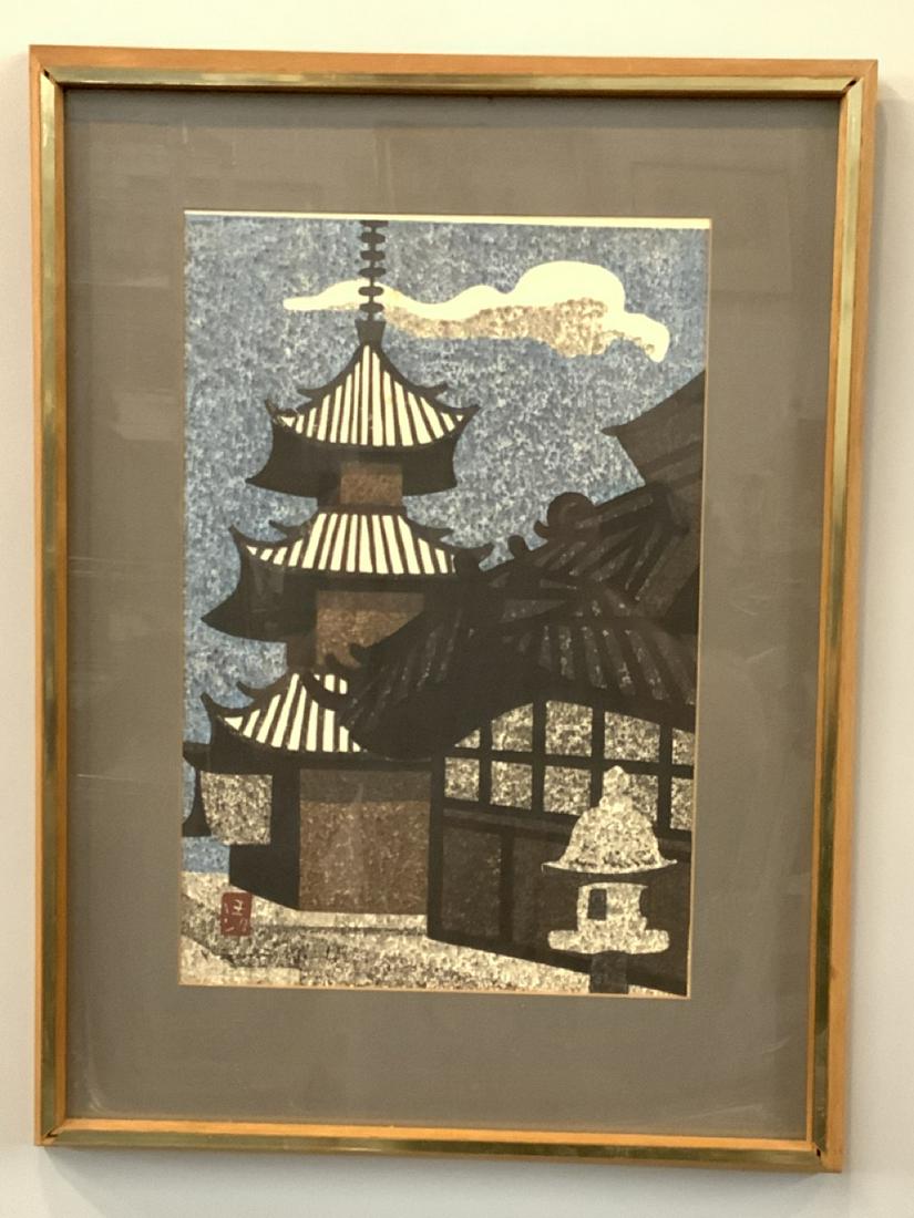 Kiyoshi Saito Woodblock Print: Kiyoshi Sato Woodblock Print Dimensions: Frame: 21 1/2" x 16" Painting: 15" x 10"