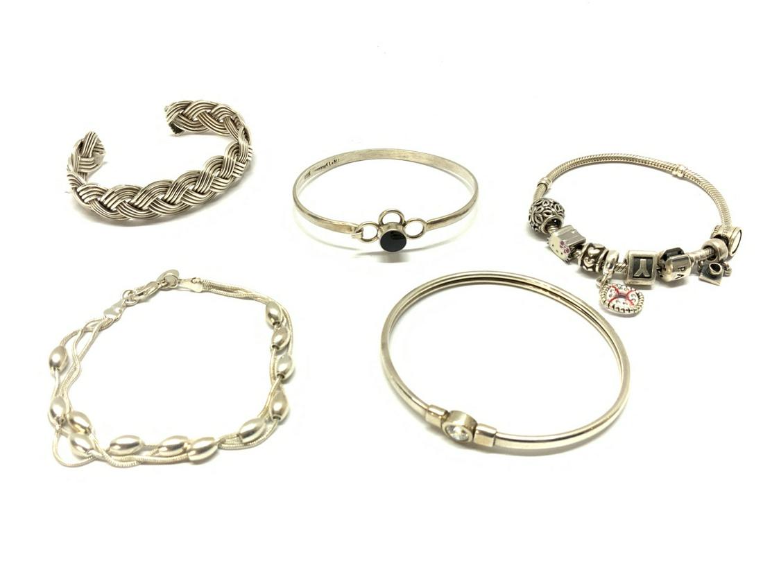 5 Piece Sterling Silver 925 Bracelet Lot (1 of 9)