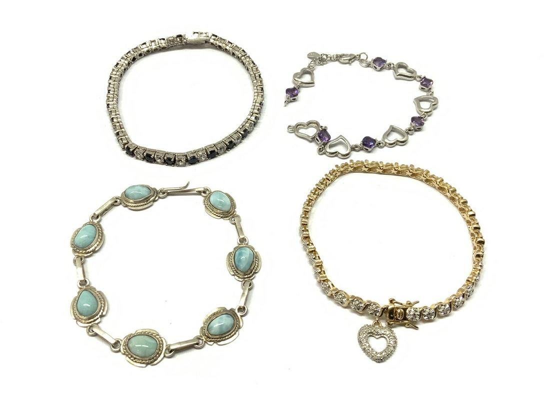 Four (4) Sterling Silver Bracelets (1 of 7)