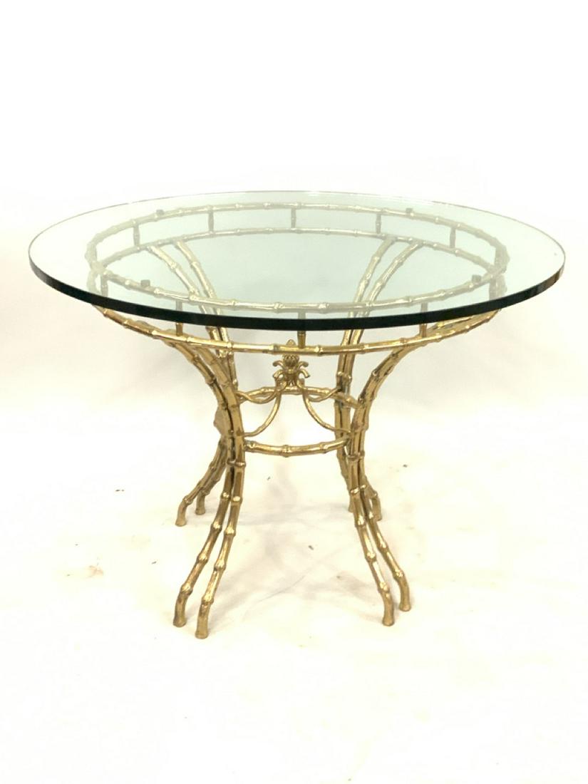 Faux Bamboo Solid Brass Glass Top Table (1 of 4)