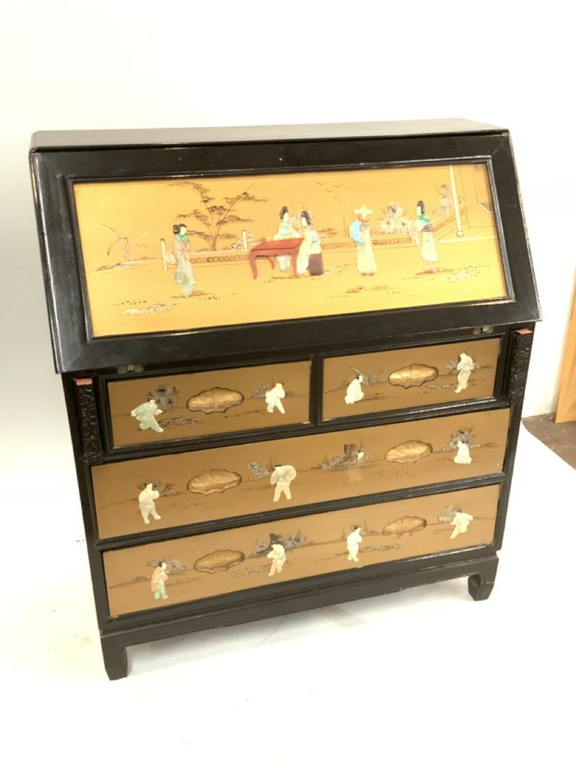 Chinese Lacquered Drop Front Desk (1 of 5)