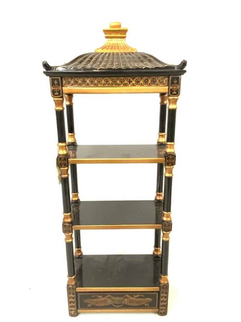 Chinese Lacquered Wall Mount Chinoiserie: A Chinese lacquered wall mount chinoiserie. c. 1950's never used. Original import tags. Dimension: 35 3/4" x 13 3/4" x 7 1/2"
