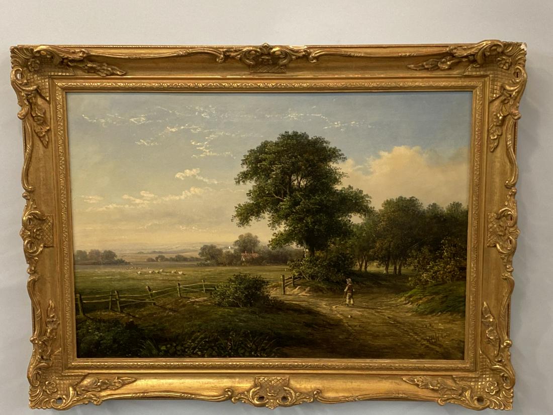 W.H. Williams Signed Oil on Canvas English Landscape. House in a Giltwood Frame. Professionally (1 of 7)