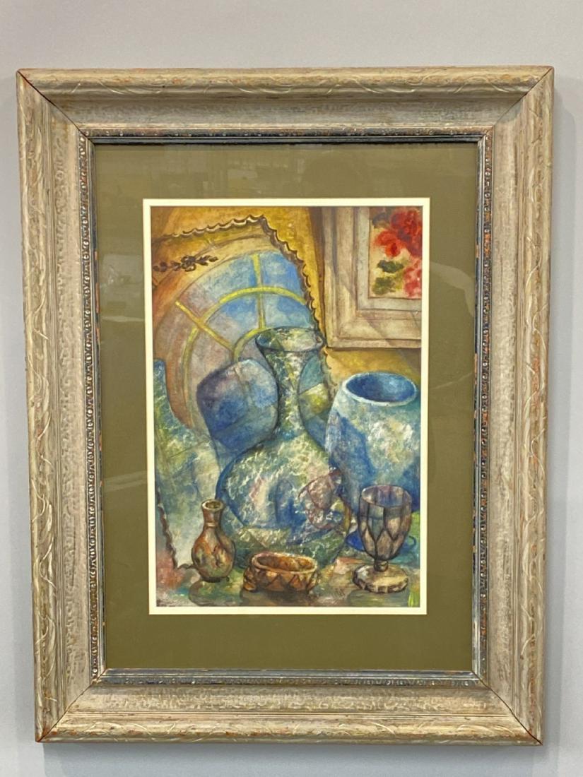 1948 Goldie Lipson Signed "Bottles Reflected in Mirror with Color" Watercolor Painting (1 of 8)