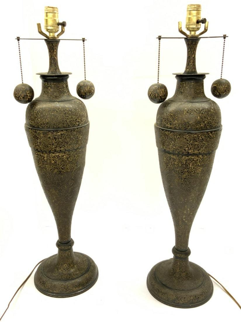 A pair, Black And Gold Decorator Lamps (1 of 3)