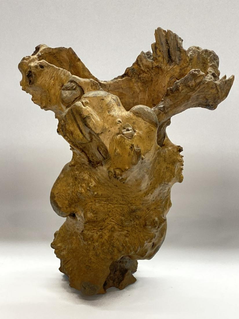 19th c. Chinese Burlwood Vase: Chinese region natural burlwood vase. Probably 19th century. Dimension: 12" x 9 3/4" x 6"