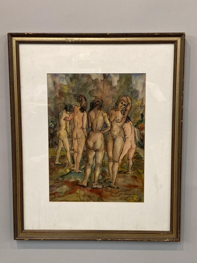 1942 Goldie Lipson Signed "5 Nudes" Watercolor on Paper (1 of 7)