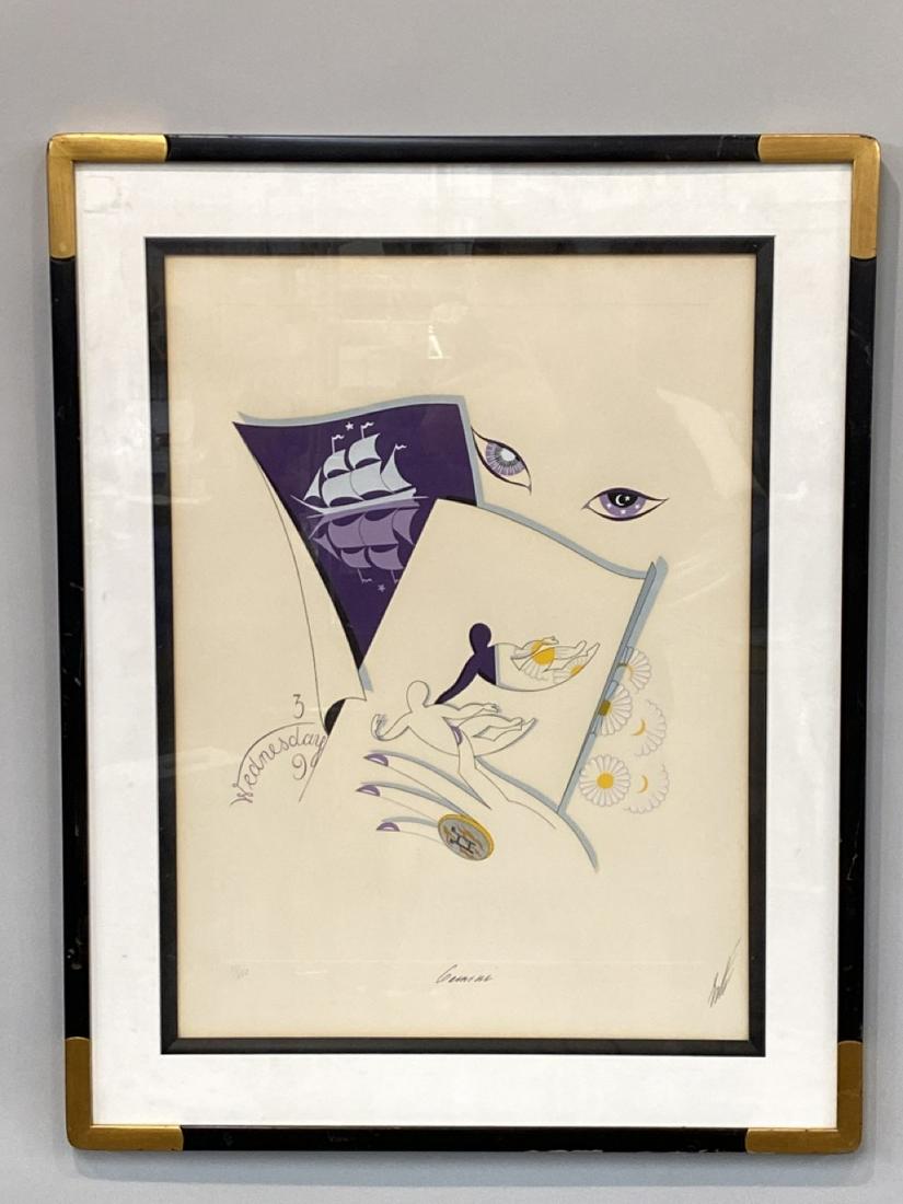 Erte Signed "Gemini" Pastel (1 of 7)
