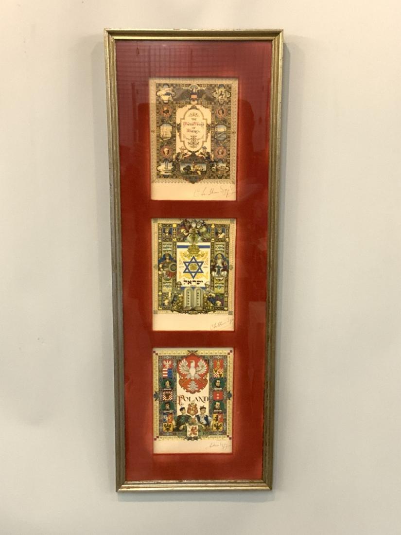 ARTHUR SZYK (POLISH-AMERICAN, 1894-1951): ARTHUR SZYK (POLISH-AMERICAN, 1894-1951) Color Lithographs, pencil signed. U.S. , Israel and Poland framed together.