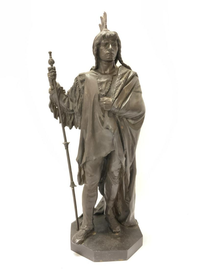 Indian Chief Bronze Statue: Indian Chief Bronze Figure After John Quincy Adams Ward Height: 19 1/2” No foundry mark noted.