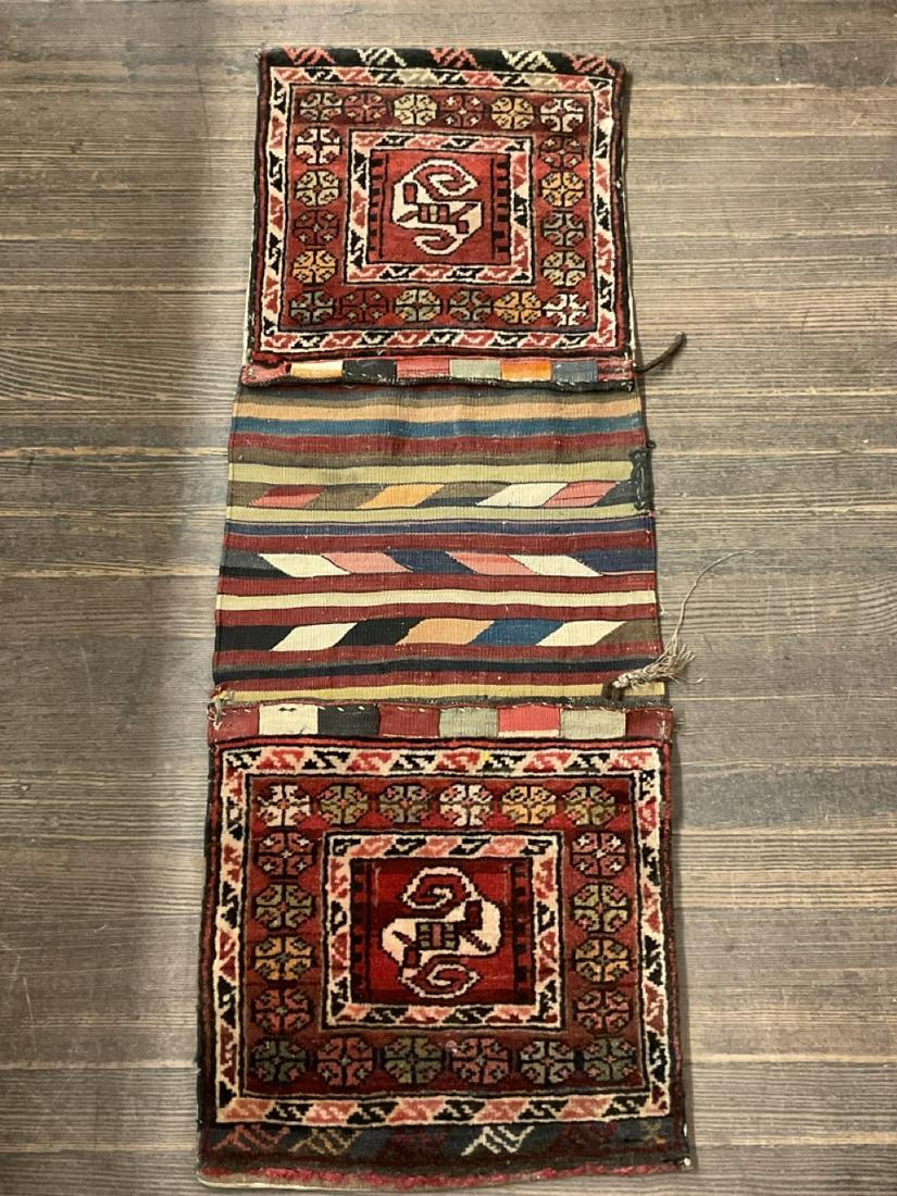 Persian Wool Camel Saddle Bags: Persian Wool Camel Saddle Bags 2 pockets. Dimensions: 45 1/2 x 16”