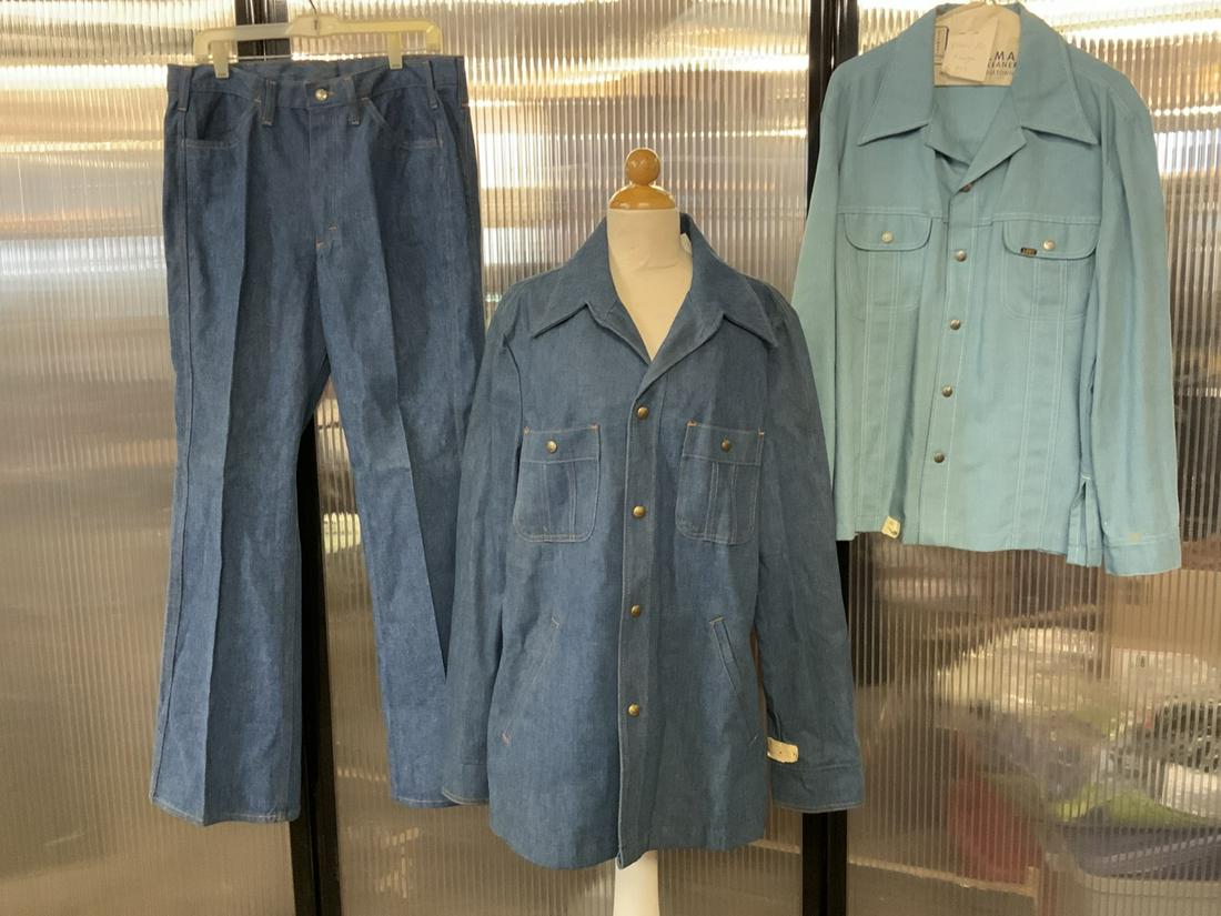 Three piece Lee Bellbottoms, Jacket Vintage, and Light Button Up: Three piece Lee Bellbottoms, Jacket Vintage, and Light Button Up XXL Top XLR