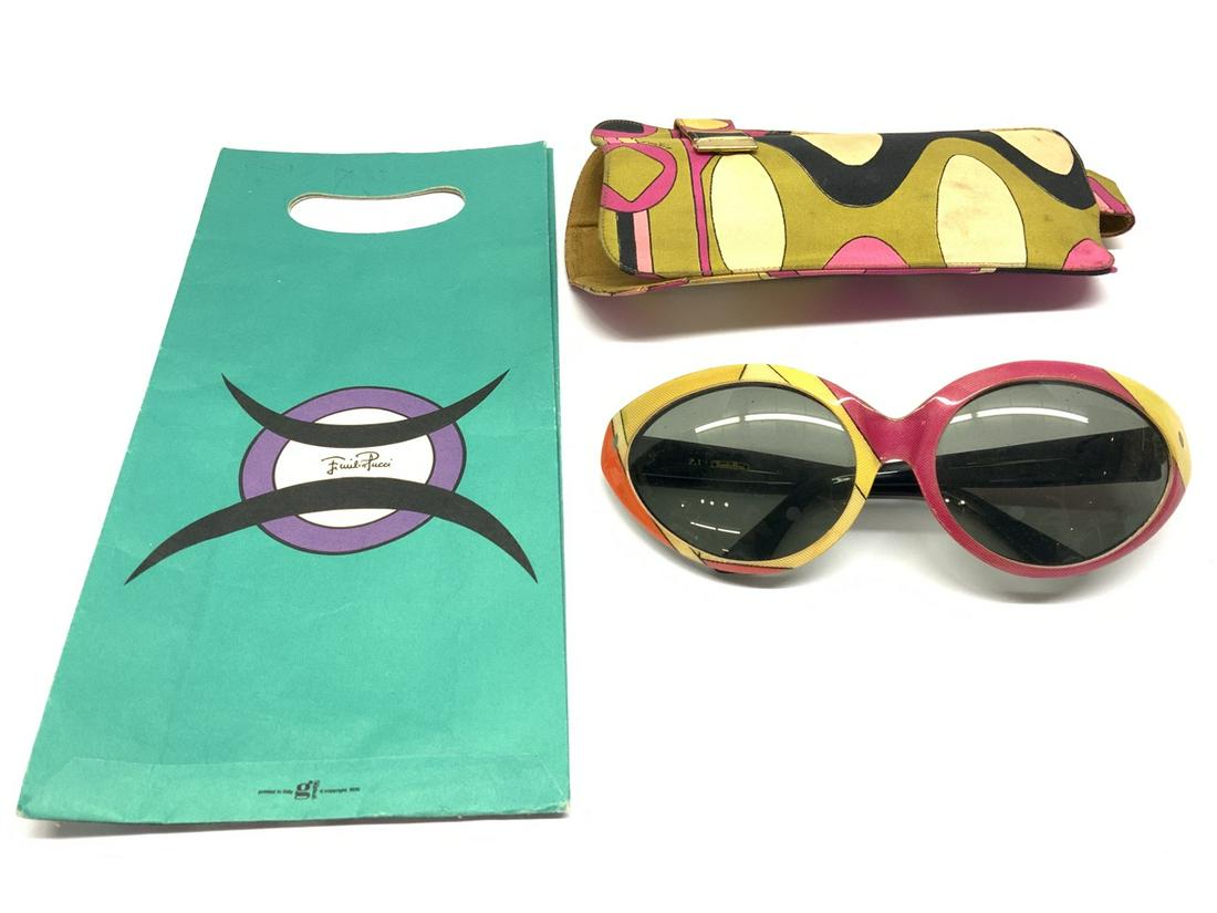 Vintage Emilio Pucci Sun Glasses with Case and Bag: Vintage Emilio Pucci Sun Glasses with Case and Bag