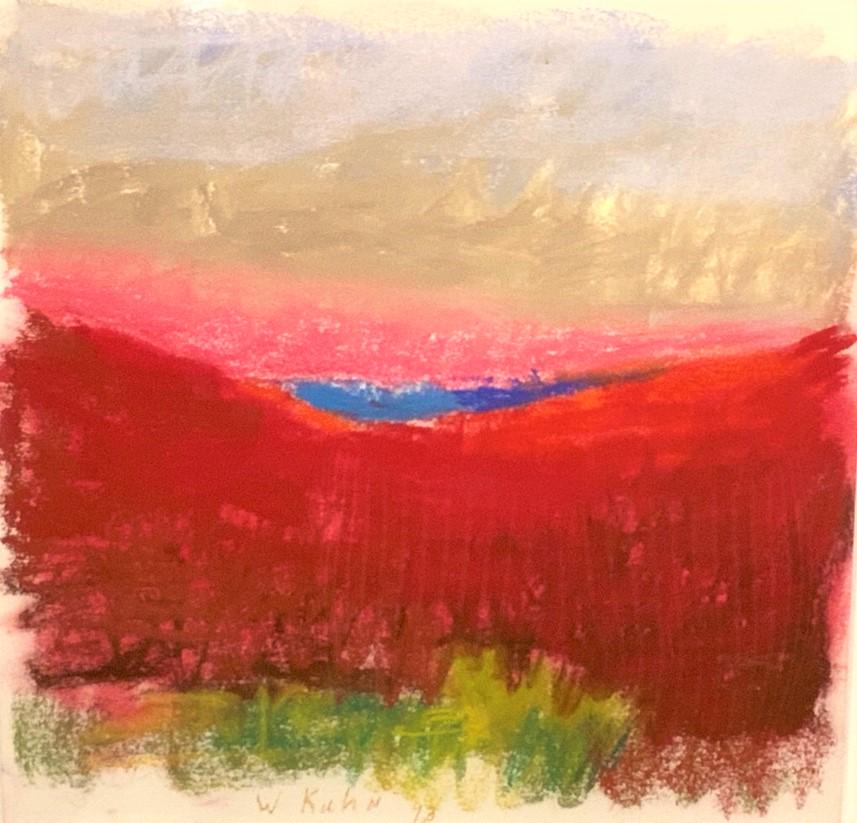 Wolf Kahn (1927-2020) Evening Pastel c.1993: Wolf Kahn (1927-2020) Titled: Square Evening Pastel (WK6147) Pastel on paper. Signed lower right. Created: 1993 Dimensions: 11” x 11” and 18” x 18” framed. Provenance: Grace Bo