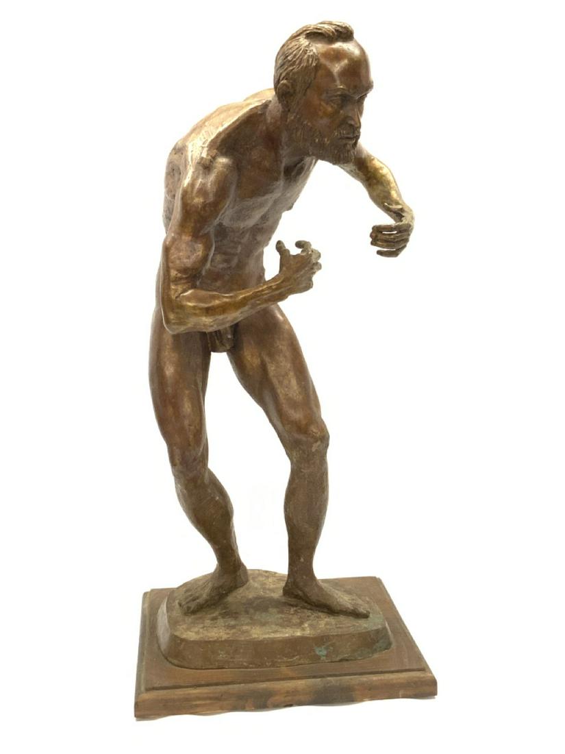 Michael Shacham (b.1938) Bronze "Power Of Tyranny": Michael Shacham (Israeli/American b.1938) Titled: "Power Of Tyranny" (Bearded nude male figure in fighting pose) Bronze Signed at base. Dimensions: 29 1/2” x 14” x 11” Provenance: Ch